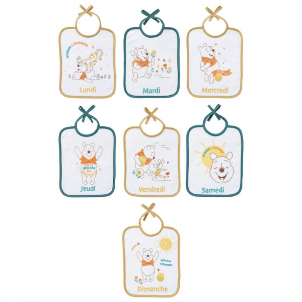Lot de 7 bavoirs winnie retro Babycalin