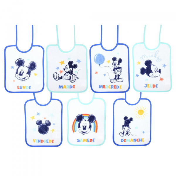 Lot de 7 bavoirs mickey cool Babycalin