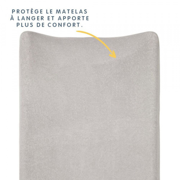 Housse matelas à langer 50 x 70 cm gris gaze de coton Little band