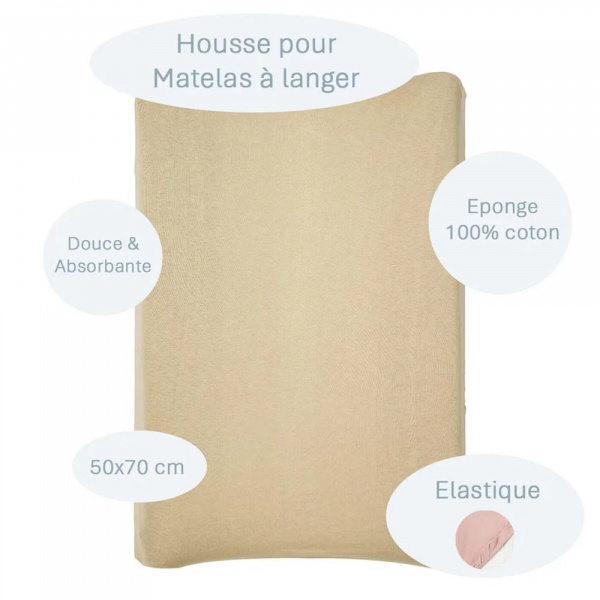Housse matelas à langer blé 50x70 cm éponge Little band
