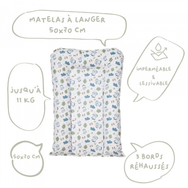 Matelas à langer flocons greenland renards - 50x70cm Babycalin