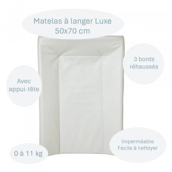 Matelas à langer luxe vert d'eau Little band
