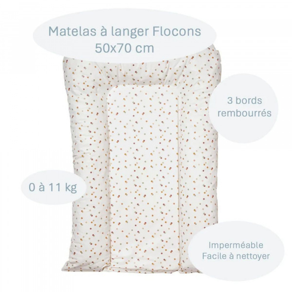 Matelas à langer flocons polka - 50x70cm Little band