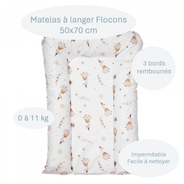 Matelas à langer flocons oies - 50x70cm Little band