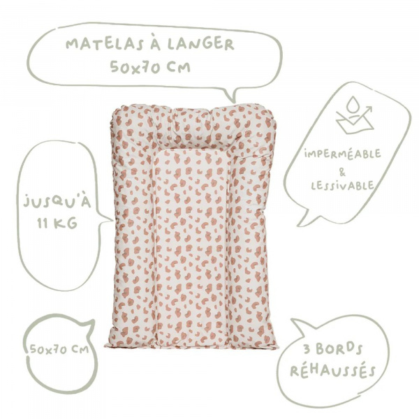 Matelas a langer flocons leopard imprimé - 50x70cm Babycalin