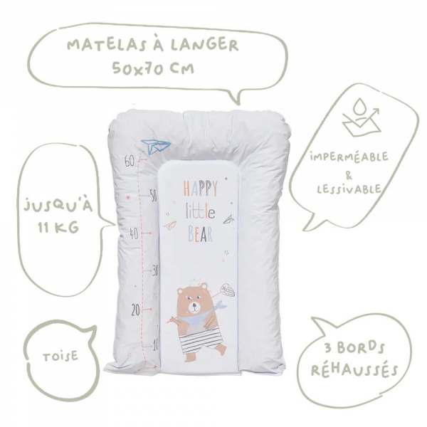 Matelas à langer flocons - little bear - 50 x 70 cm Babycalin