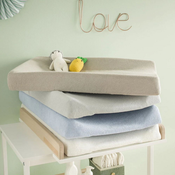 Pack matelas à langer flocons écru + 2 housses blanc et taupe Babycalin