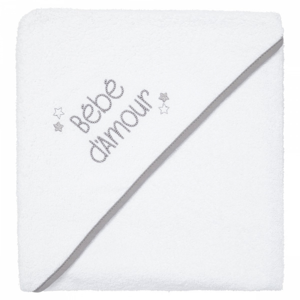 Sortie de bain grand format bébé d'amour 100 x 100 cm Babycalin