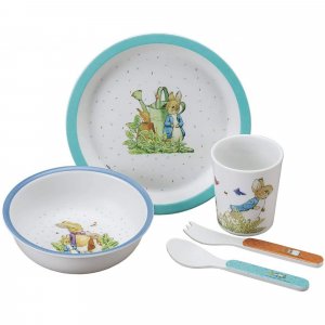 Coffret repas 5 pièces pierre lapin - bleu Petit jour paris