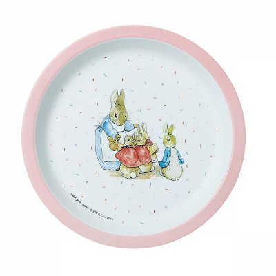 Assiette bébé pierre lapin - rose