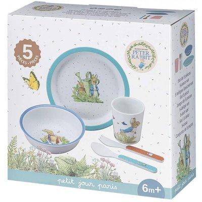 Coffret repas 5 pièces pierre lapin - bleu