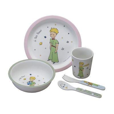 Coffret repas 5 pièces le petit prince - rose