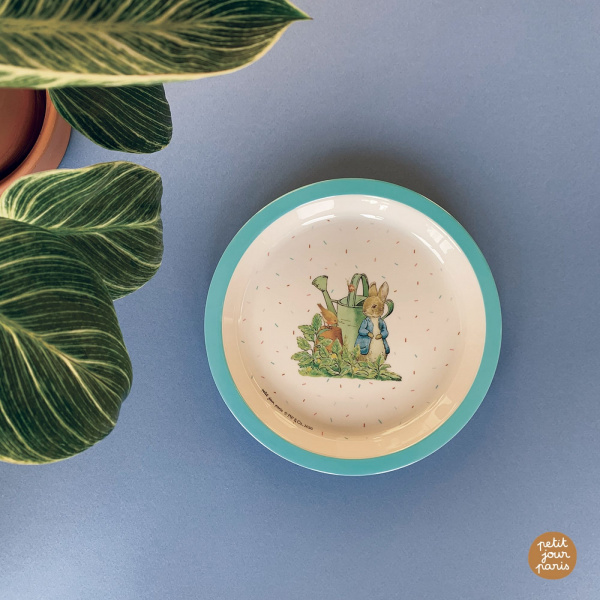 Assiette bébé pierre lapin - bleue Petit jour paris
