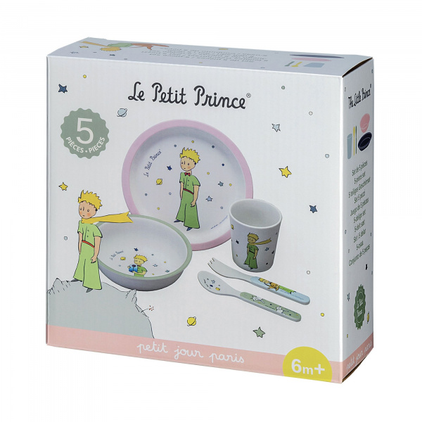 Coffret repas 5 pièces le petit prince - rose Petit jour paris