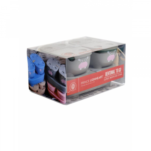 Lot de 3 lunch box empilables bentomal gris hippopotame Prince lionheart