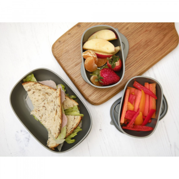 Lot de 3 lunch box empilables bentomal gris hippopotame Prince lionheart