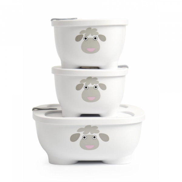 Lot de 3 lunch box empilables bentomal beige chien Prince lionheart