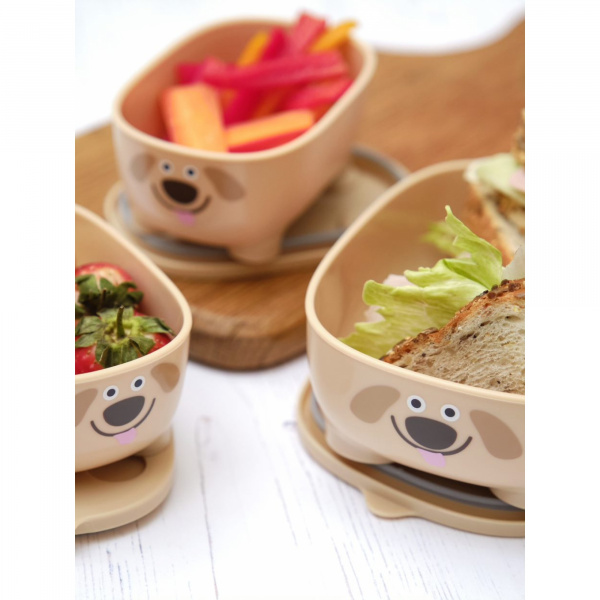 Lot de 3 lunch box empilables bentomal beige chien Prince lionheart