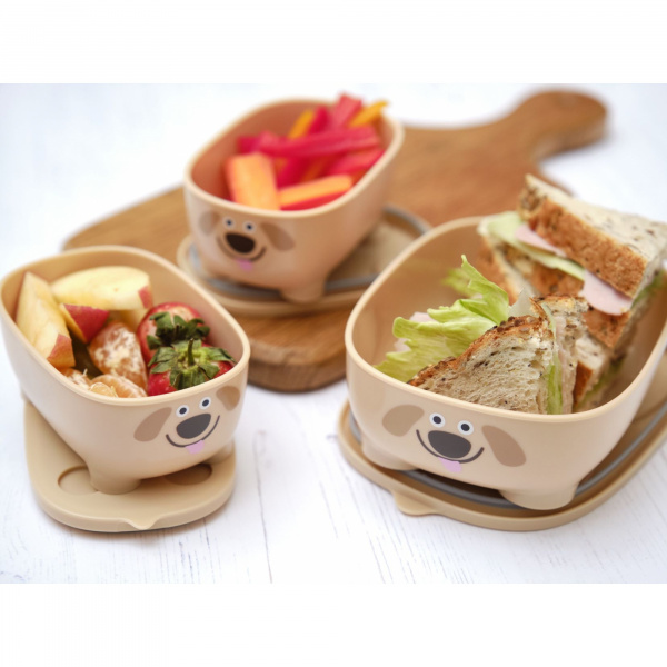 Lot de 3 lunch box empilables bentomal beige chien Prince lionheart