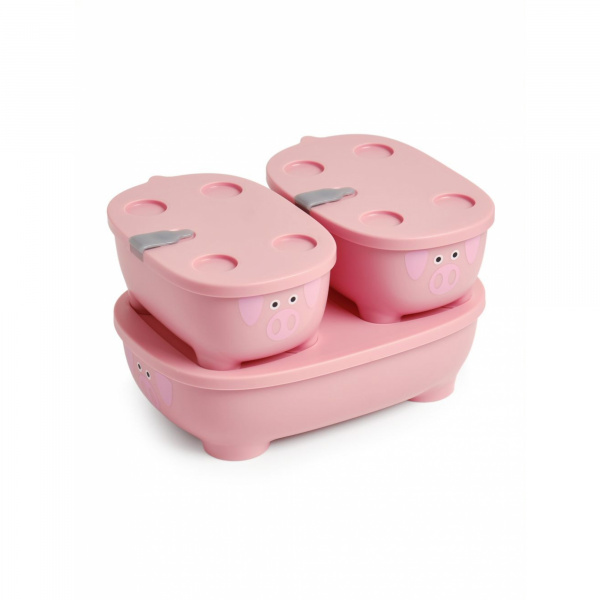 Lot de 3 lunch box empilables bentomal beige chien Prince lionheart