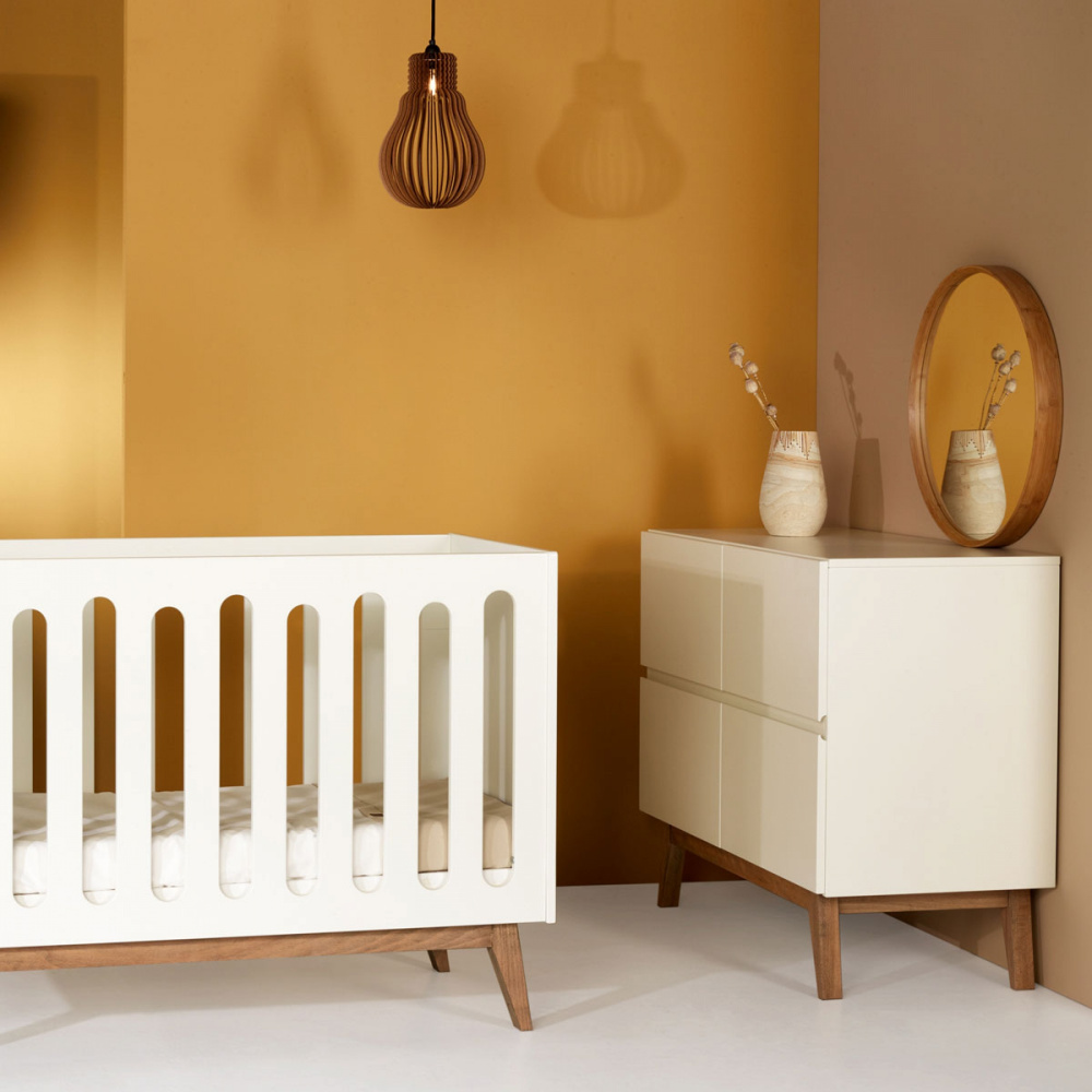Chambre duo lit bébé 60x120 cm évolutif en canapé + commode avec plan à ...