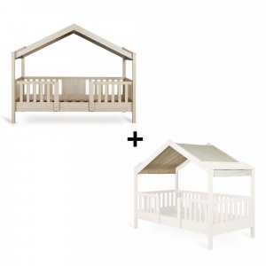 Pack lit cabane évolutif 90x200 cm avec toit chalet butter Quax