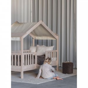 Pack lit cabane évolutif 90x200 cm avec toit chalet butter Quax