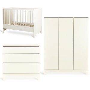 Chambre bébé trio tsugi lit 70 x 120 cm + commode + armoire xl butter Quax