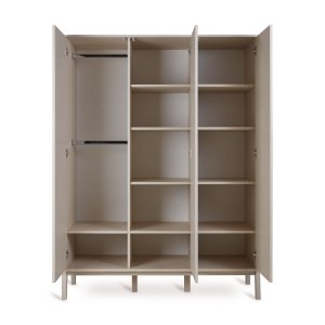 Chambre trio lit bébé 70x140 cm ashi argile + commode 3 tiroirs avec plan à langer + armoire 3 portes Quax