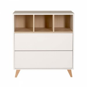 Chambre duo lit bébé 70x140 cm évolutif en lit enfant + commode avec plan à langer loft white Quax