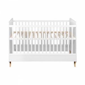 Chambre duo lit bébé 70x140 cm évolutif en lit enfant + commode avec plan à langer loft white Quax
