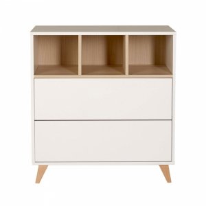 Chambre trio lit bébé 60x120 cm évolutif en lit junior + armoire xl + commode avec plan à langer loft Quax