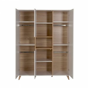 Chambre trio lit bébé 60x120 cm évolutif en lit junior + armoire xl + commode avec plan à langer loft Quax