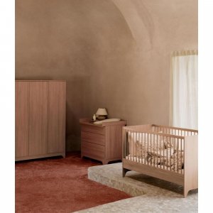 Chambre bébé duo tsugi : lit 70 x 140 cm + commode honey ash Quax