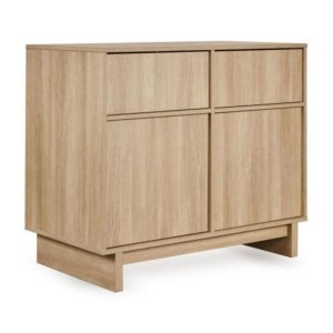 Chambre duo kyo lit bébé évolutif 70 x 120 cm + commode avec plan à langer - honey ash Quax