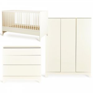 Chambre bébé trio tsugi lit 70 x 140 cm + commode + armoire xl butter Quax