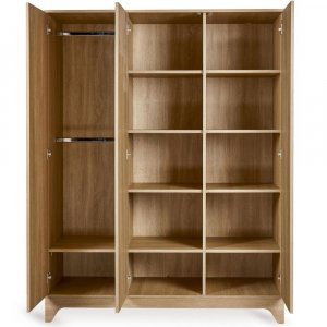 Chambre bébé trio tsugi lit 70 x 140 cm + commode + armoire xl honey ash Quax