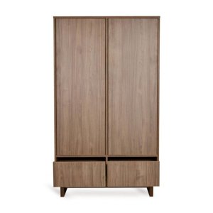 Chambre trio kyo lit bébé évolutif 70 x 120 cm + armoire + commode avec plan à langer - walnut Quax