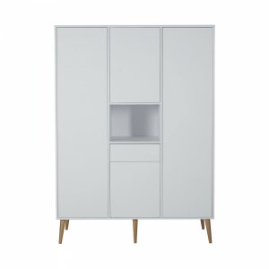Chambre trio lit bébé 60x120 cm + armoire xl + commode avec plan à langer cocoon ice white Quax