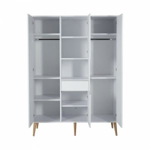 Chambre trio lit bébé 60x120 cm + armoire xl + commode avec plan à langer cocoon ice white Quax