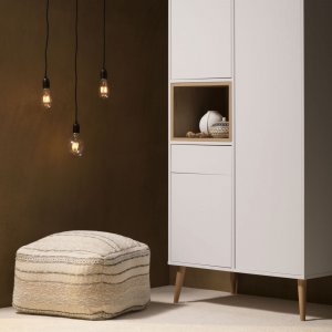 Chambre trio lit bébé 60x120 cm + armoire + commode avec plan à langer cocoon ice white Quax