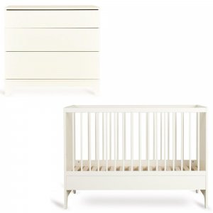 Chambre bébé duo tsugi lit 60 x 120 cm + commode butter Quax