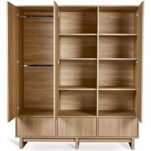 Chambre bébé trio kyo lit 70 x 120 cm + commode + armoire xl honey ash Quax