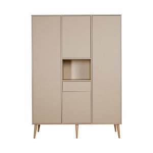 Chambre trio lit bébé 70x140 cm évolutif en lit enfant + armoire xl + commode avec plan à langer cocoon latte marque : quax Quax