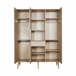 Chambre trio lit bébé 70x140 cm évolutif en lit enfant + armoire xl + commode avec plan à langer cocoon latte marque : quax Quax