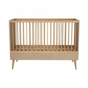 Chambre duo lit bébé 70x140 cm évolutif en lit enfant + commode avec plan à langer cocoon latte Quax