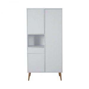 Chambre trio lit bébé 70x140 cm évolutif en lit enfant + armoire + commode avec plan à langer cocoon ice white Quax