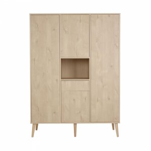 Chambre trio lit bébé 70x140 cm évolutif en lit enfant + armoire xl + commode avec plan à langer cocoon natural oak Quax