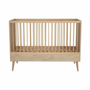 Chambre trio lit bébé 70x140 cm évolutif en lit enfant + armoire + commode avec plan à langer cocoon natural oak Quax