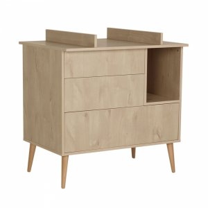 Chambre duo lit bébé 70x140 cm évolutif en lit enfant + commode avec plan à langer cocoon natural oak Quax